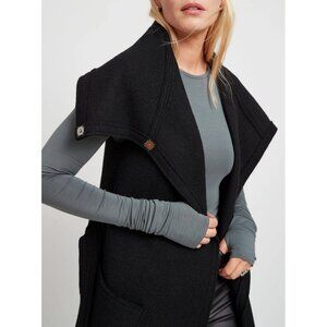 Marcella  sleeveless coat with belt Italian Virgin Wool  NEW XXL black magnetic